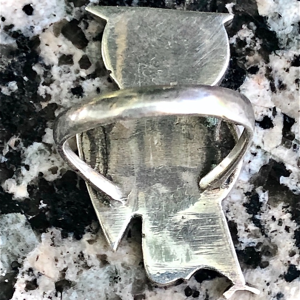 ⭐️💲SOLD💲⭐️ Vintage Sterling Silver & Stones Navajo Owl Ring - Picture 15 of 16